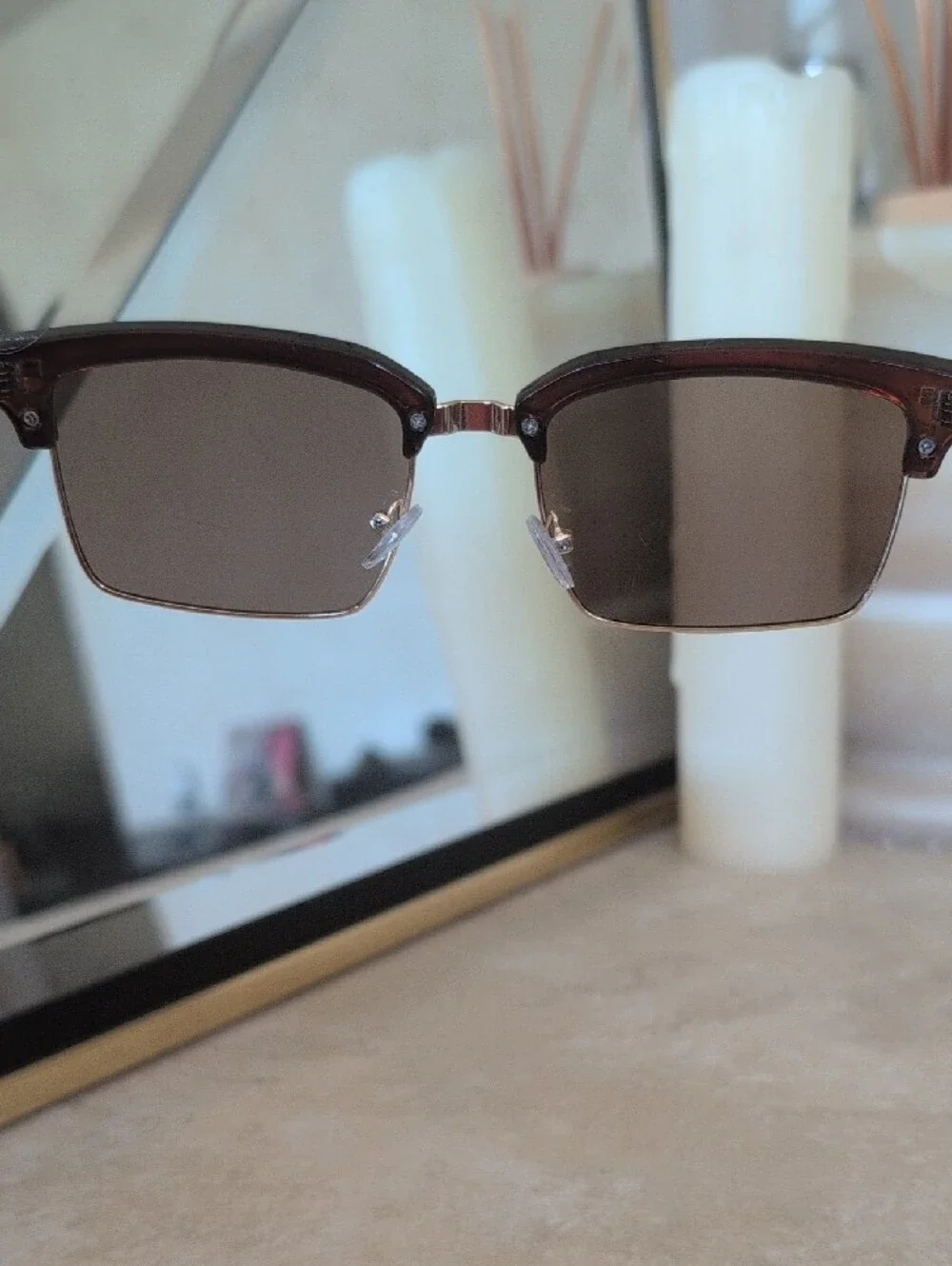 Anthropologie Elite Eyewear Brown Tortoiseshell Frame Sunglasses Gold Accents
